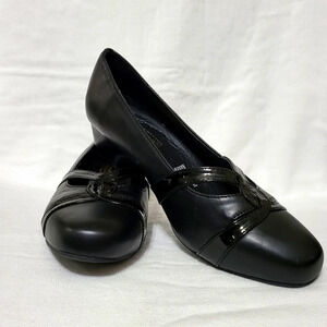Beacon Comfort-Well Black Elsa Block‎ Heel Retro Slip On Career Loafers 10M NWOB